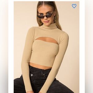 superdown tasha cut out sweater size XS color tan NWT